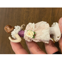 ANTIQUE DRESDEN Floral Laced Dress Dancing Ballerina Porcelain Figurine 3.75"H