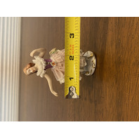 ANTIQUE DRESDEN Floral Laced Dress Dancing Ballerina Porcelain Figurine 3.75"H