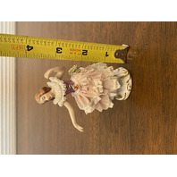 ANTIQUE DRESDEN Floral Laced Dress Dancing Ballerina Porcelain Figurine 3.75"H