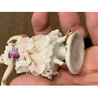 ANTIQUE DRESDEN Floral Laced Dress Dancing Ballerina Porcelain Figurine 3.75"H