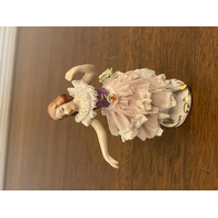 ANTIQUE DRESDEN Floral Laced Dress Dancing Ballerina Porcelain Figurine 3.75"H