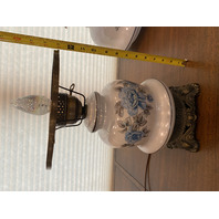 BEAUTIFUL LARGE VTG HANDPAINTED GWTW Blue Floral 3-Way Electric Table Lamp 25"H