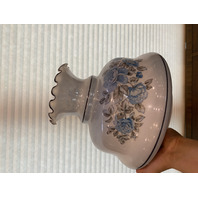 BEAUTIFUL LARGE VTG HANDPAINTED GWTW Blue Floral 3-Way Electric Table Lamp 25"H