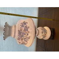 BEAUTIFUL LARGE VTG HANDPAINTED GWTW Blue Floral 3-Way Electric Table Lamp 25"H