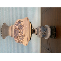BEAUTIFUL LARGE VTG HANDPAINTED GWTW Blue Floral 3-Way Electric Table Lamp 25"H