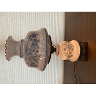 BEAUTIFUL LARGE VTG HANDPAINTED GWTW Blue Floral 3-Way Electric Table Lamp 25"H