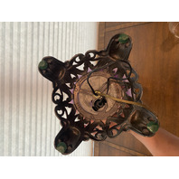 LARGE VTG HANDPAINTED GWTW Purple & White Floral Electric Table Lamp 26"H