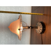 VINTAGE Pink ART DECO Art Glass Electric Table Lamp 16"H x 11"W DAMAGED