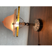 VINTAGE Pink ART DECO Art Glass Electric Table Lamp 16"H x 11"W DAMAGED