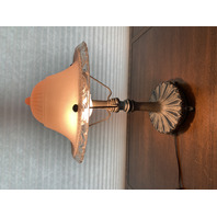 VINTAGE Pink ART DECO Art Glass Electric Table Lamp 16"H x 11"W DAMAGED