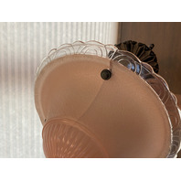 VINTAGE Pink ART DECO Art Glass Electric Table Lamp 16"H x 11"W DAMAGED