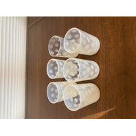STUNNING SET(6) VINTAGE Blue Opalescent COIN DOT Glass Tumblers 4"H