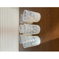 STUNNING SET(6) VINTAGE Blue Opalescent COIN DOT Glass Tumblers 4"H