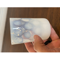 STUNNING SET(6) VINTAGE Blue Opalescent COIN DOT Glass Tumblers 4"H