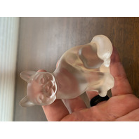 ADORABLE VTG FENTON Clear Frosted Art Glass Sitting Cat/Kitty Figurine 3.75"H