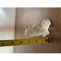 ADORABLE VTG FENTON Clear Frosted Art Glass Sitting Cat/Kitty Figurine 3.75"H