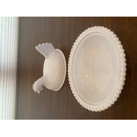BEAUTIFUL VTG Indiana Glass White Milk Glass Nesting Hen Design Candy Dish 7"L