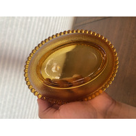 BEAUTIFUL VTG Indiana Glass Honey Amber Glass Nesting Hen Design Candy Dish 7"L