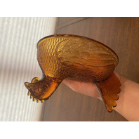 BEAUTIFUL VTG Indiana Glass Honey Amber Glass Nesting Hen Design Candy Dish 7"L