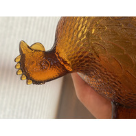 BEAUTIFUL VTG Indiana Glass Honey Amber Glass Nesting Hen Design Candy Dish 7"L
