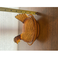 BEAUTIFUL VTG Indiana Glass Honey Amber Glass Nesting Hen Design Candy Dish 7"L