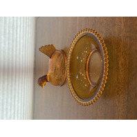 BEAUTIFUL VTG Indiana Glass Honey Amber Glass Nesting Hen Design Candy Dish 7"L