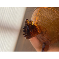 BEAUTIFUL VTG Indiana Glass Honey Amber Glass Nesting Hen Design Candy Dish 7"L