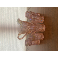 STUNNING VTG Imperial Glass Pink Iridescent TIGER LILY Pitcher, 7 Glasses SET(8)