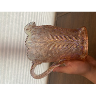 STUNNING VTG Imperial Glass Pink Iridescent TIGER LILY Pitcher, 7 Glasses SET(8)