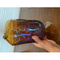 STUNNING VTG Indiana Glass Amber Iridescent HARVEST Pattern Pitcher Set (7)