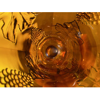 STUNNING VTG Indiana Glass Amber Iridescent HARVEST Pattern Pitcher Set (7)