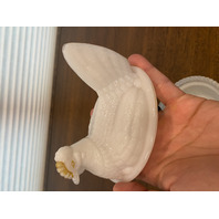 VTG Westmoreland Milk Glass/Opalescent Nesting Hen Design Candy Dish 5.5"L
