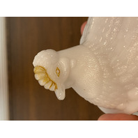 VTG Westmoreland Milk Glass/Opalescent Nesting Hen Design Candy Dish 5.5"L