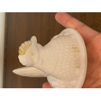 VTG Westmoreland Milk Glass/Opalescent Nesting Hen Design Candy Dish 5.5"L