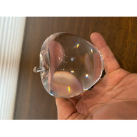 STUNNING VTG STEUBEN Life Size Crystal Apple Paperweight SIGNED 3.75"H