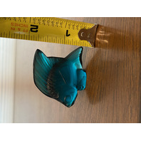 GORGEOUS Small LALIQUE Crystal Turquoise Fish Paperweight 2"L FRANCE