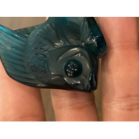 GORGEOUS Small LALIQUE Crystal Turquoise Fish Paperweight 2"L FRANCE