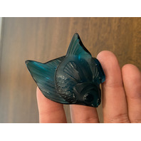 GORGEOUS Small LALIQUE Crystal Turquoise Fish Paperweight 2"L FRANCE