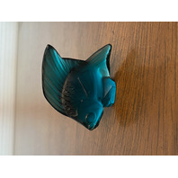 GORGEOUS Small LALIQUE Crystal Turquoise Fish Paperweight 2"L FRANCE