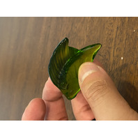 GORGEOUS Small LALIQUE Crystal Green/Yellow Fish Paperweight 2"L FRANCE