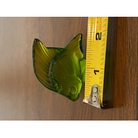 GORGEOUS Small LALIQUE Crystal Green/Yellow Fish Paperweight 2"L FRANCE