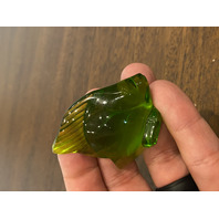 GORGEOUS Small LALIQUE Crystal Green/Yellow Fish Paperweight 2"L FRANCE