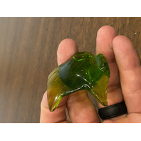 GORGEOUS Small LALIQUE Crystal Green/Yellow Fish Paperweight 2"L FRANCE