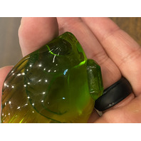 GORGEOUS Small LALIQUE Crystal Green/Yellow Fish Paperweight 2"L FRANCE