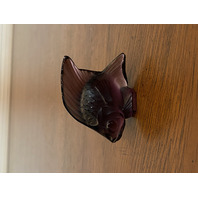 GORGEOUS Small LALIQUE Crystal Dark Purple Fish Paperweight 2"L FRANCE, SIGNED