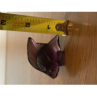 GORGEOUS Small LALIQUE Crystal Dark Purple Fish Paperweight 2"L FRANCE, SIGNED