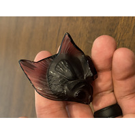 GORGEOUS Small LALIQUE Crystal Dark Purple Fish Paperweight 2"L FRANCE, SIGNED