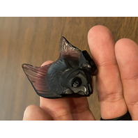 GORGEOUS Small LALIQUE Crystal Dark Purple Fish Paperweight 2"L FRANCE, SIGNED