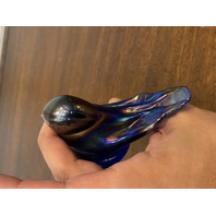 VTG LEO WARD 1990 Cobalt Blue Iridescent Bluebird Of Happiness Paperweight 4"L