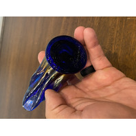 VTG LEO WARD 1990 Cobalt Blue Iridescent Bluebird Of Happiness Paperweight 4"L